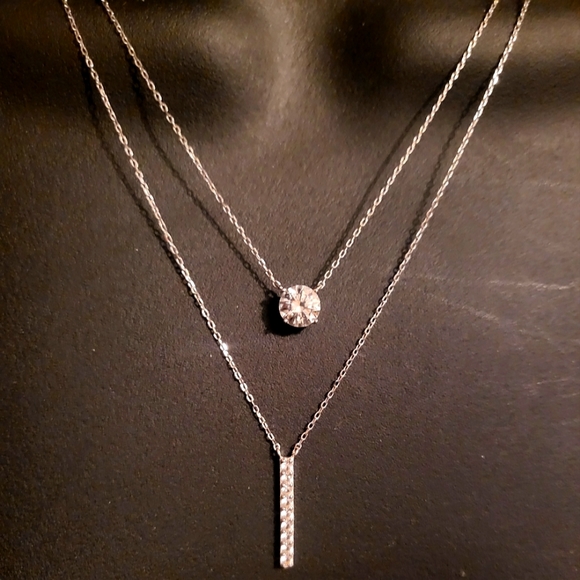 NWT Sterling Silver White Sapphire Necklace Set - Picture 3 of 6